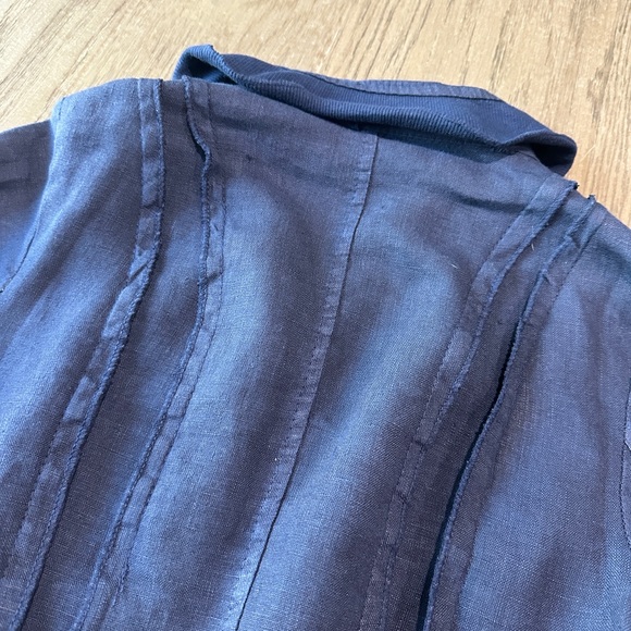 ONZ made in Italy 100% Linen Blazer Size Small Navy - Picture 10 of 10